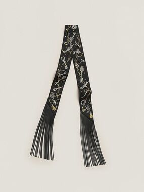 Hermes Les Cles a Pois leather fringes Twilly